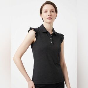 Lady Hagen Black Sleeveless Polo Blouse